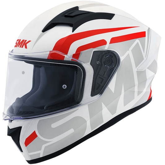 Motorcycle gloss white red outline brand logo helmet pinlock ready dual visor