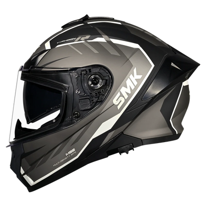 Motorcycle full face glossy black grey geometric pattern helmet pinlock ready 
