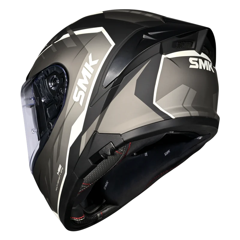 Motorcycle full face glossy black grey geometric pattern helmet pinlock ready 