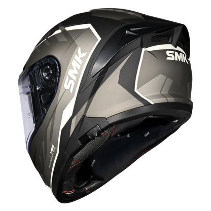 Motorcycle full face glossy black grey geometric pattern helmet pinlock ready 