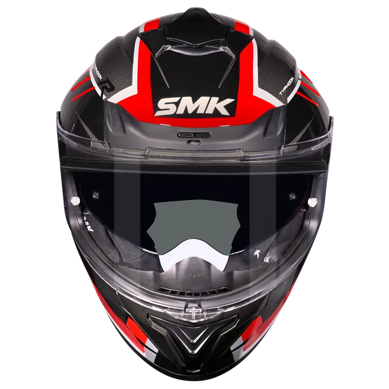 Motorcycle full face glossy black grey red geometric pattern helmet pinlock ready 