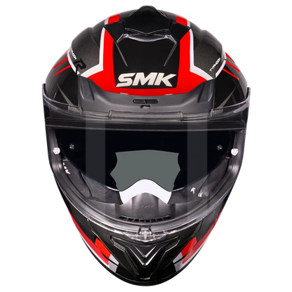 Motorcycle full face glossy black grey red geometric pattern helmet pinlock ready 