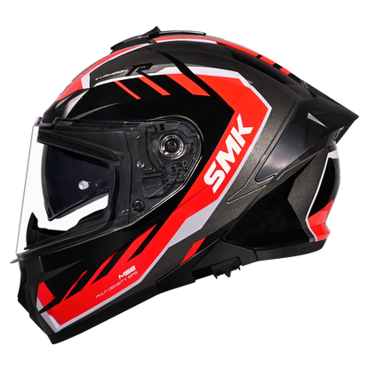Motorcycle full face glossy black grey red geometric pattern helmet pinlock ready 