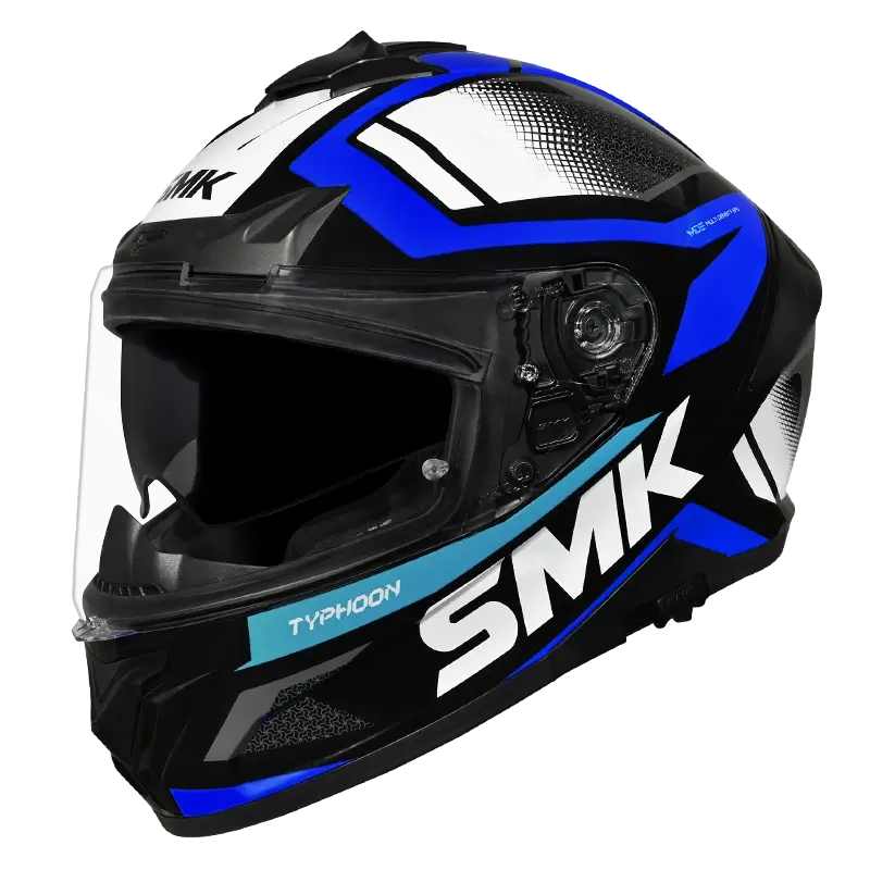 Motorcycle full face helmet gloss black white grey - ISI / Dual Visor