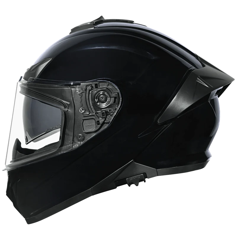 Motorcycle full face helmet solid gloss black pinlock 30 dual visor