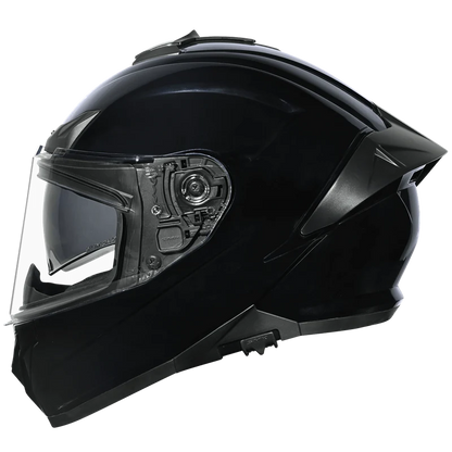 Motorcycle full face helmet solid gloss black pinlock 30 dual visor