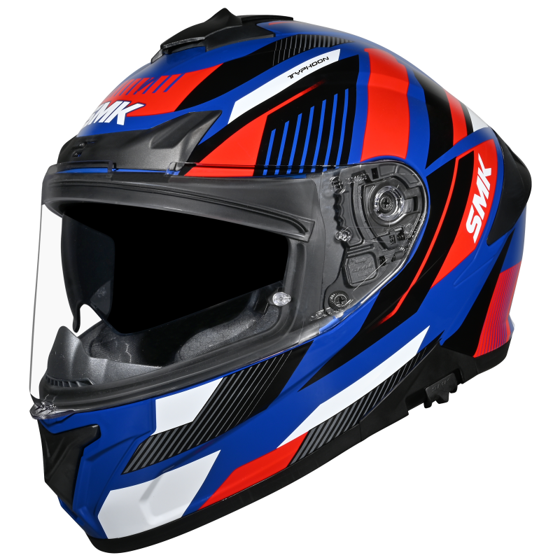 Motorcycle full face helmet blue red black gloss - ISI / Dual Visor