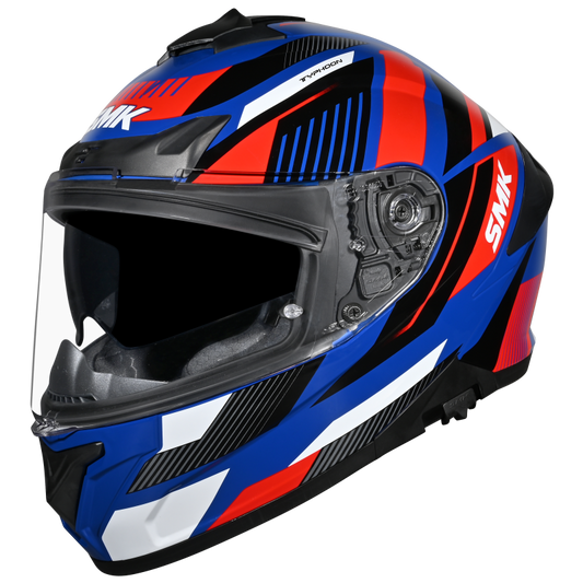Motorcycle full face helmet blue red black gloss - ISI / Dual Visor