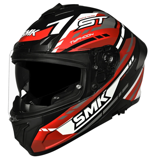 Motorcycle full face helmet gloss white red black - dual visor, ISI / DOT