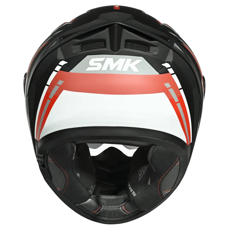 Motorcycle full face helmet gloss white red black - dual visor, ISI / DOT