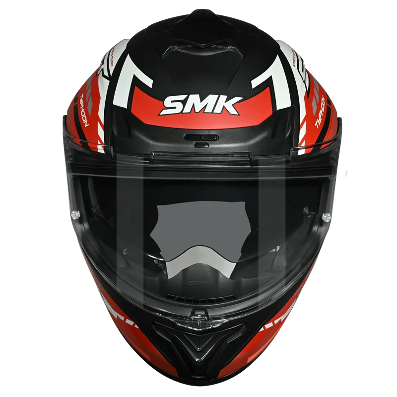 Motorcycle full face helmet gloss white red black - dual visor, ISI / DOT