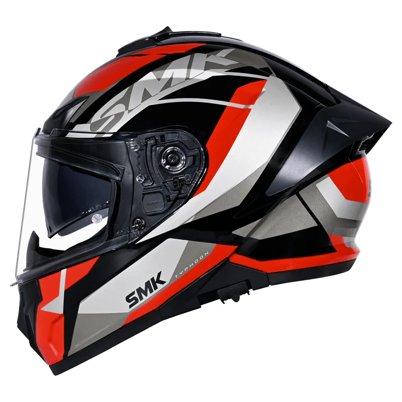 Motorcycle full face sport touring helmet black grey red pinlock ready