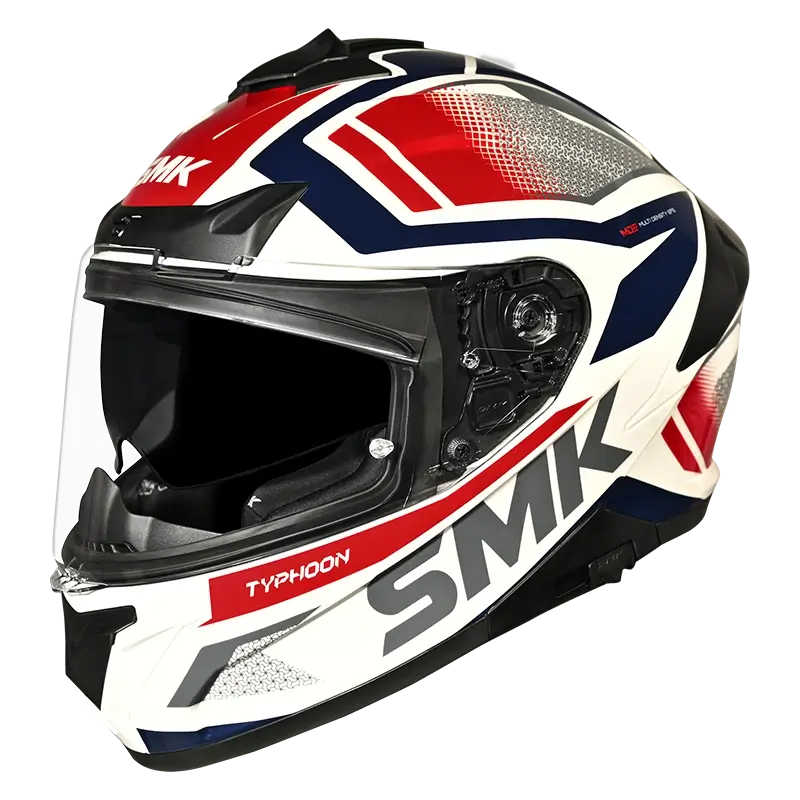 Motorcycle full face helmet white red grey blue outline 