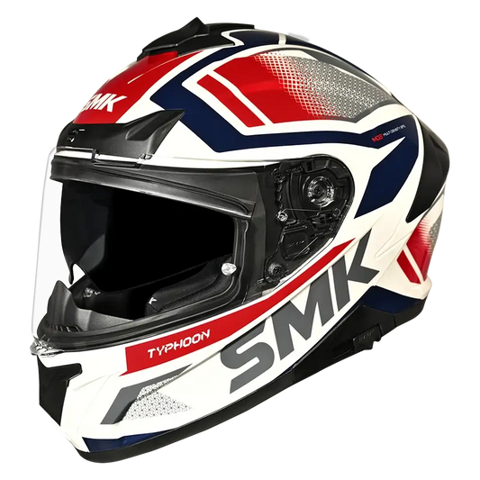 Motorcycle full face helmet white red grey blue outline 