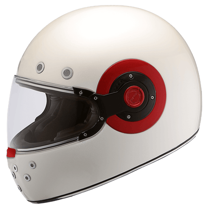 Motorcycle full face retro style helmet glossy white 