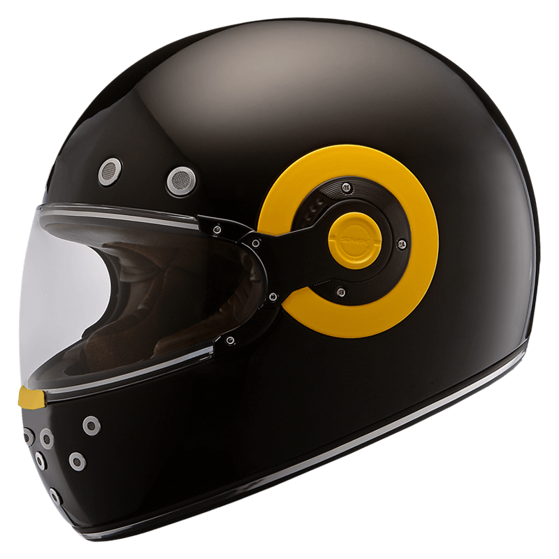 Motorcycle full face retro style helmet glossy black 