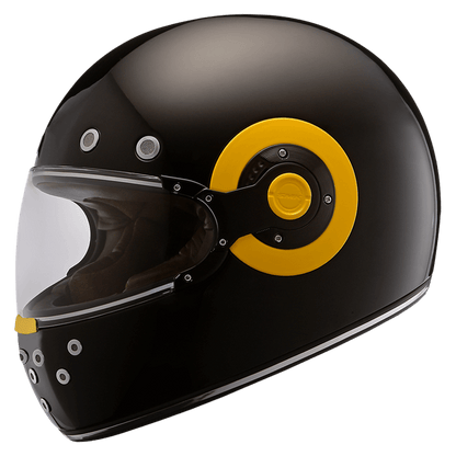 Motorcycle full face retro style helmet glossy black 