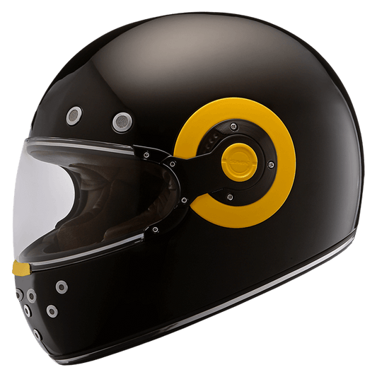 Motorcycle full face retro style helmet glossy black 
