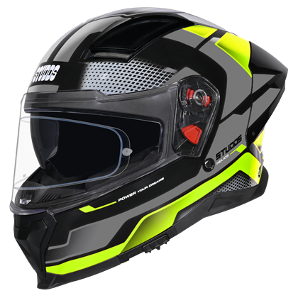 Motorcycle full face helmet black grey with green with pinlock anti-fog