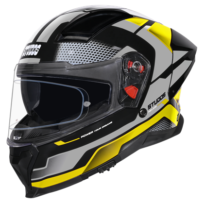 Motorcycle full face helmet black grey with yellow with pinlock anti-fog