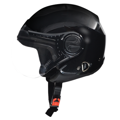 Motorcycle open face helmet gloss black
