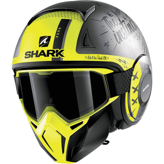 Motorcycle half face removable goggles shark helmet city urban rides 