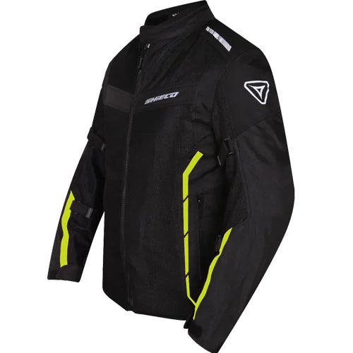 Motorcycle Level 2 armoured riding jacket mesh black with reflective colour stripes