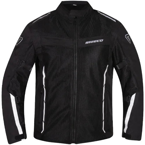 Motorcycle Level 2 armoured riding jacket mesh black with reflective colour stripes