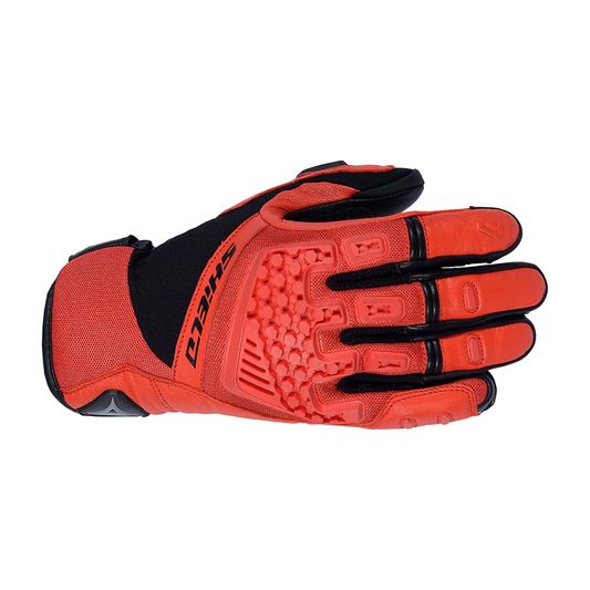 Motorcycle riding textile mesh with leather black gloves - for dual sports and urban comfort with protection