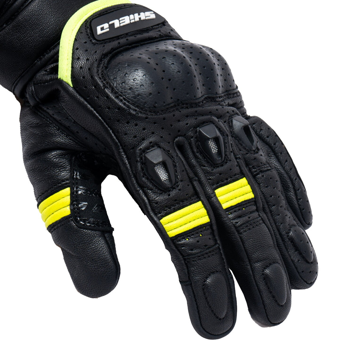Motorcycle short cuff Leather Knox SPS armoured riding gloves 