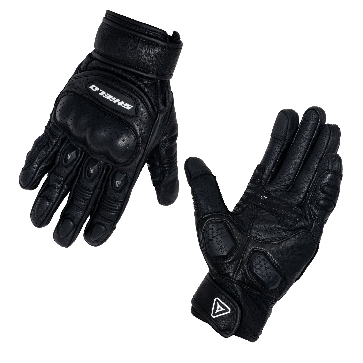 Motorcycle short cuff Leather Knox SPS armoured riding gloves 