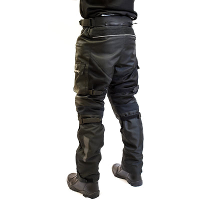 Motorcycle riding / touring pants black with grey reflective adjustable pulls 