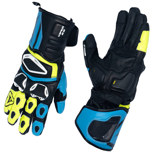 motorcycle riding full gauntlet leather gloves with Knox SPS and TPU protectors