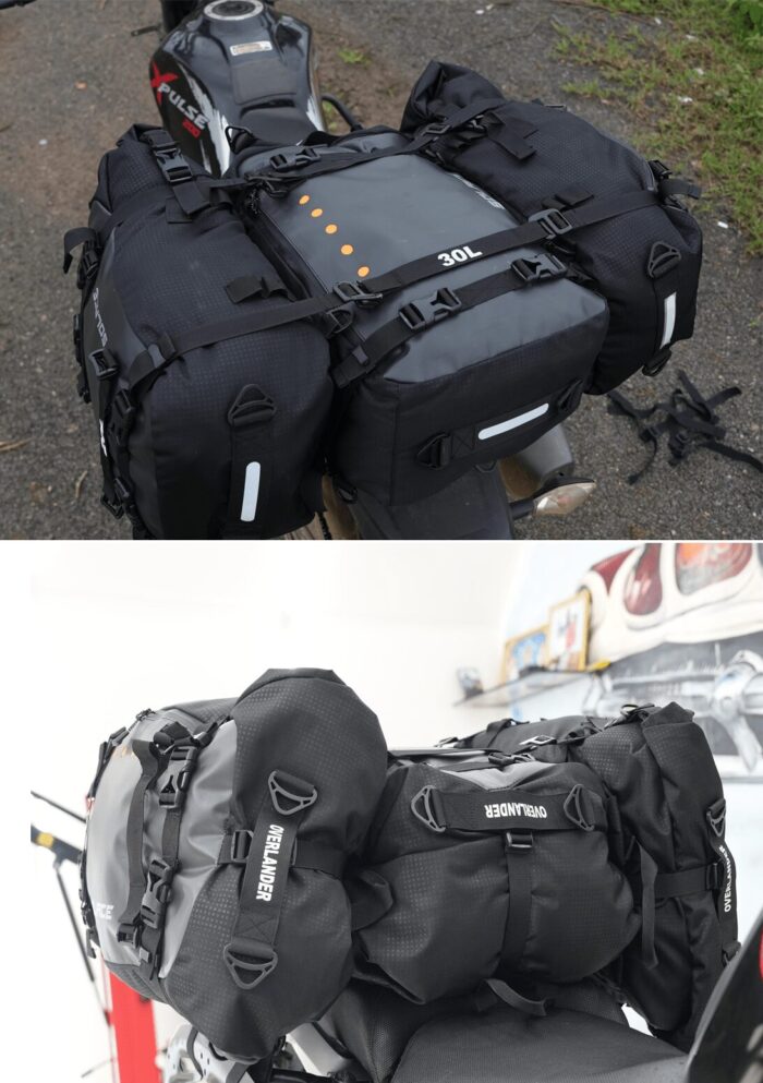 Motorcycle Tail / saddle bags touring luggage bags combo black with reflective by solace