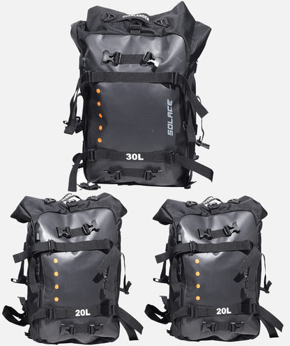 Motorcycle Tail / saddle bags touring luggage bags combo black with reflective by solace