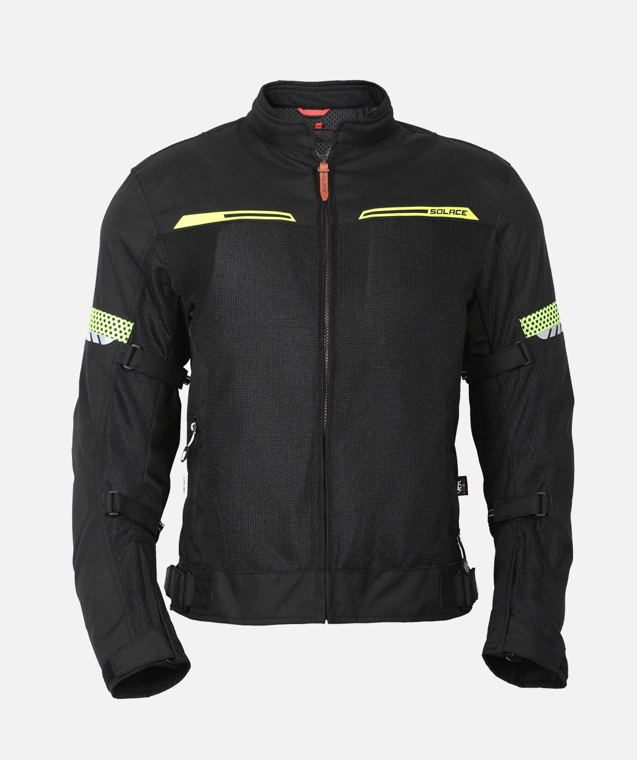 Motorcycle black with neon mesh jacket with thermal and raincoat
