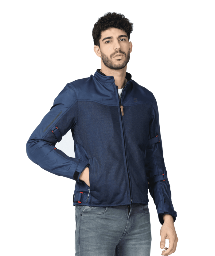 Motorcycle riding jacket level 2 armoured navy blue