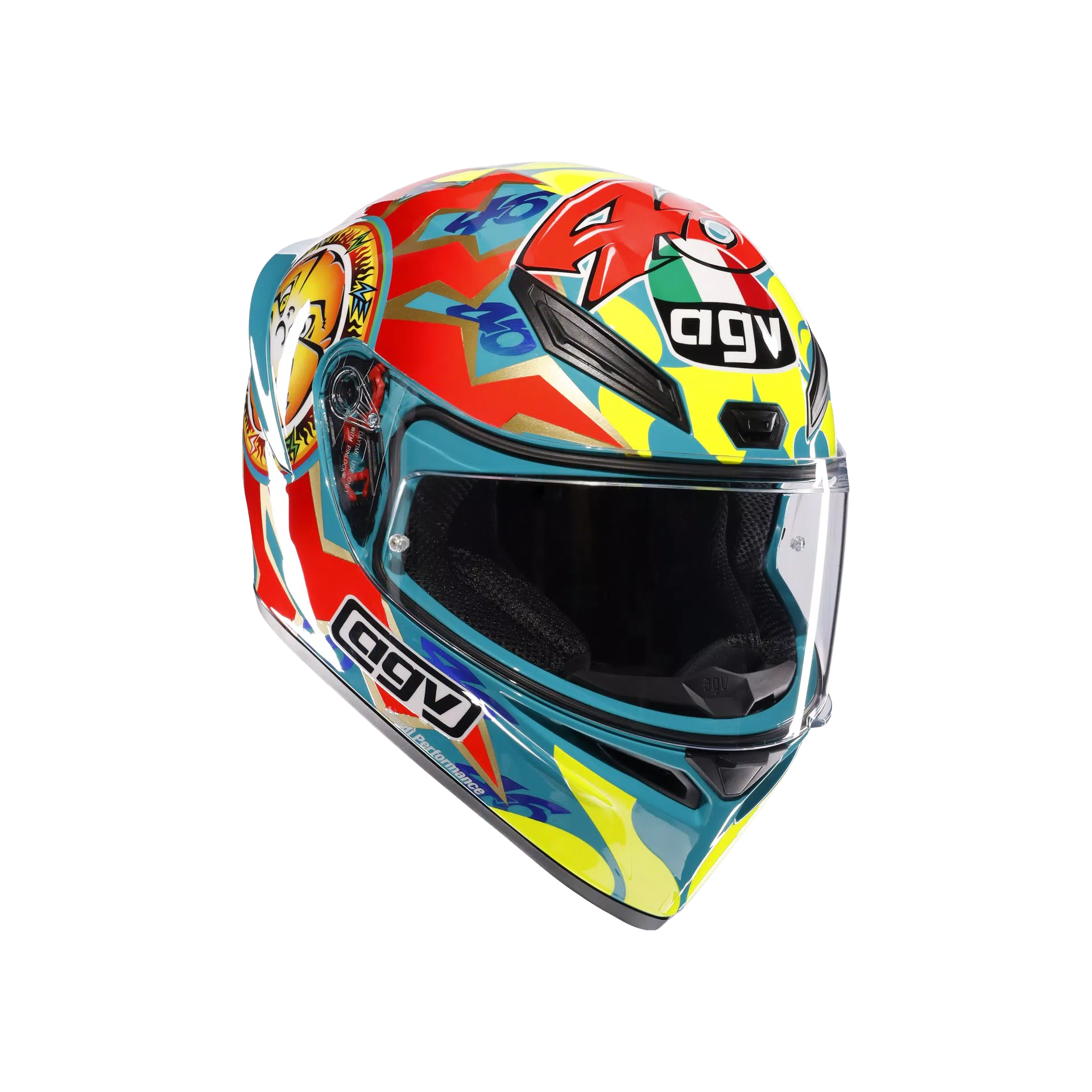 Motorcycle full face track helmet mugello rossi edtion graphic multicolours and graphics