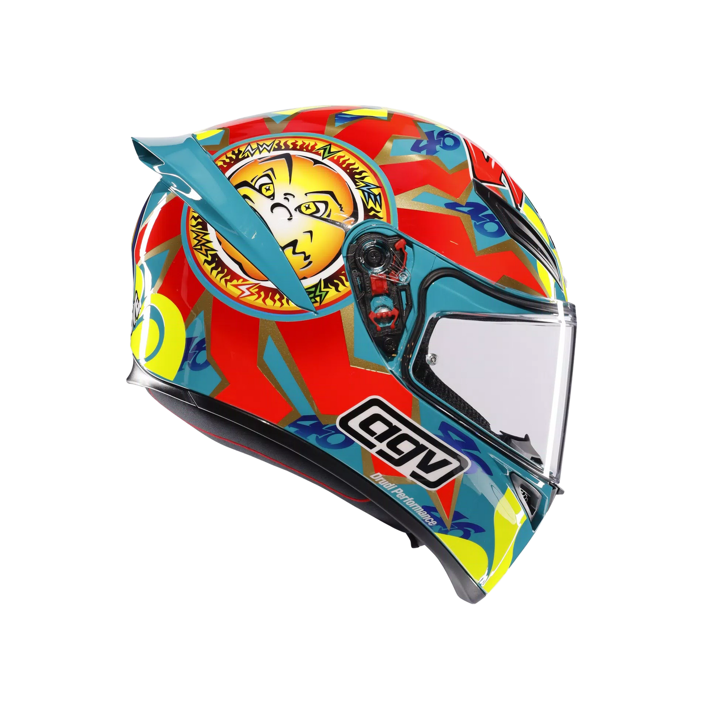 Motorcycle full face track helmet mugello rossi edtion graphic multicolours and graphics