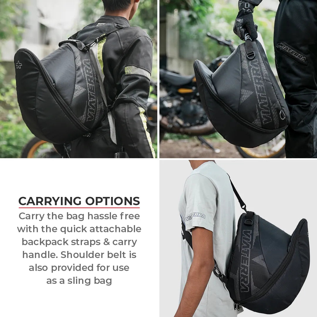 Motorcycle adventure helmet bag black