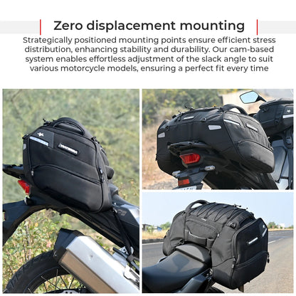Motorcycle sports touring waterproof universal 64L black tail bag