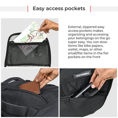 Motorcycle sports touring waterproof universal 64L black tail bag