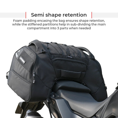 Motorcycle sports touring waterproof universal 64L black tail bag