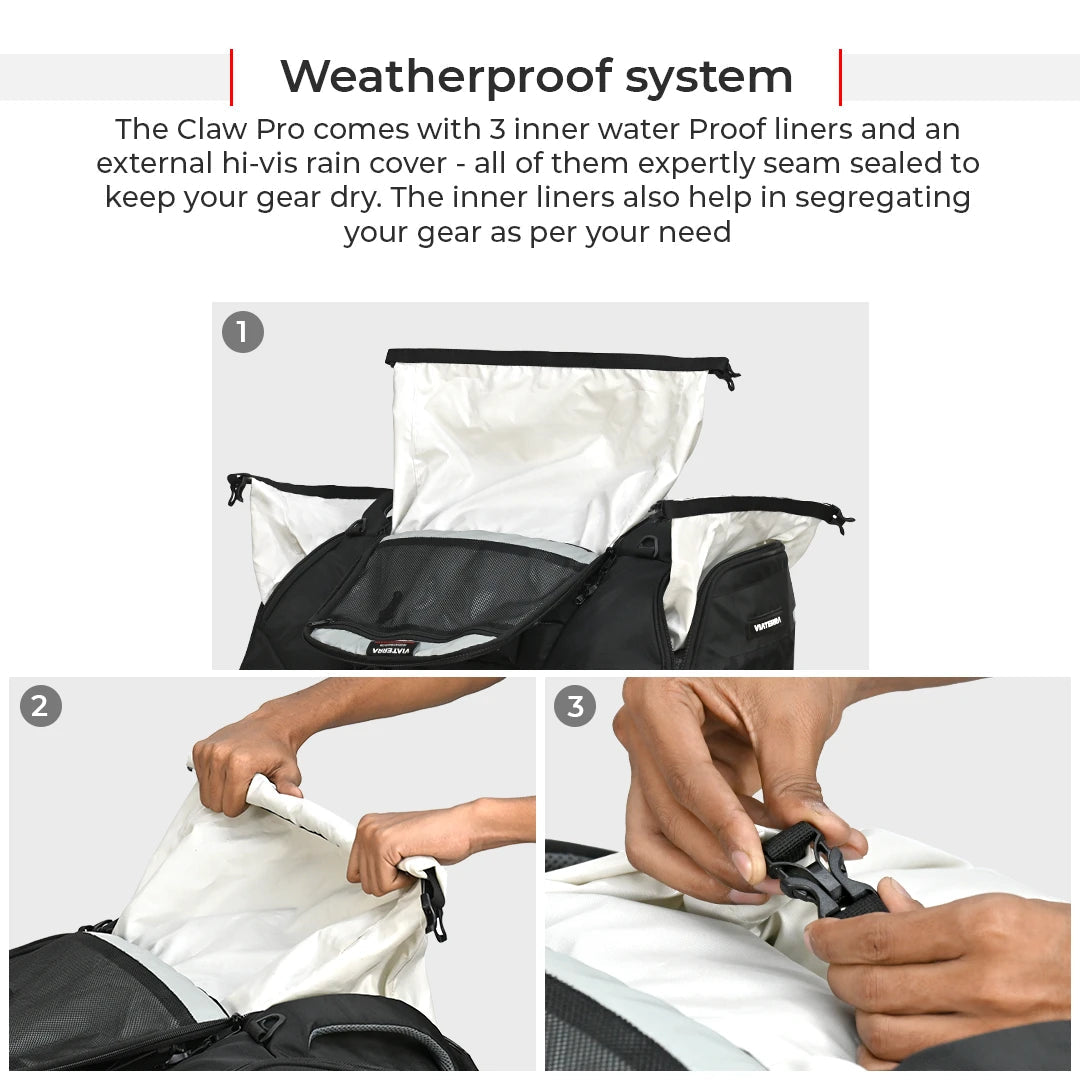 Motorcycle sports touring waterproof universal 64L black tail bag