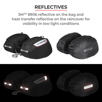 Motorcycle 64L black saddle luggage bags waterproof 