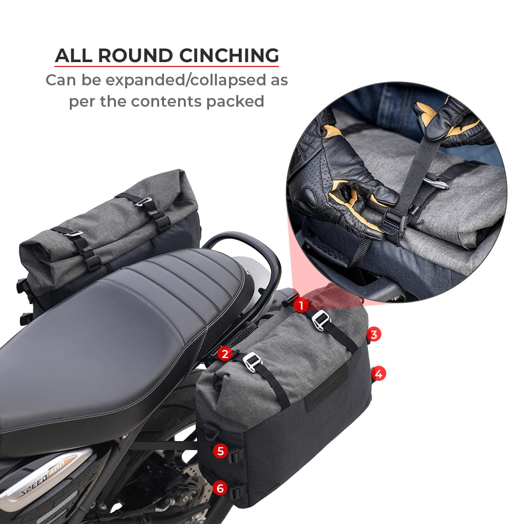 Motorcycle saddle bag 38L blue and silver made for triumph speed 400