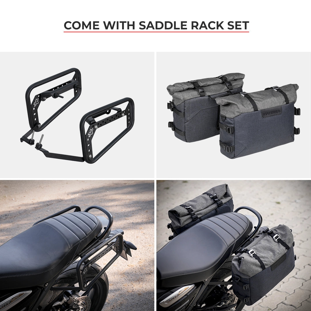 Motorcycle saddle bag 38L blue and silver made for triumph speed 400
