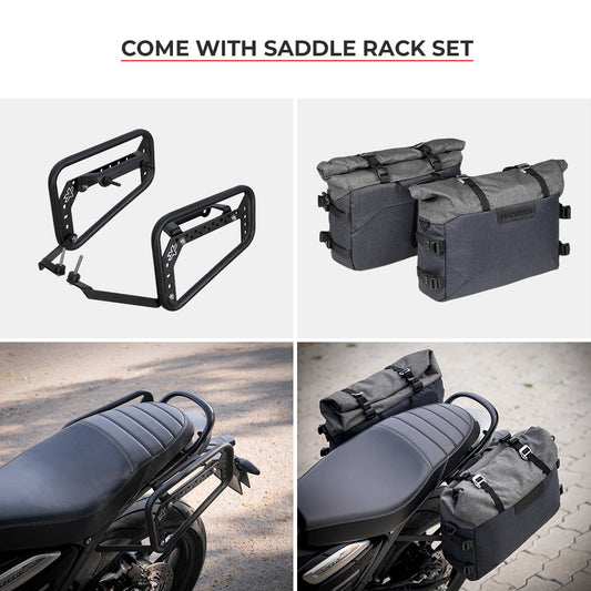 Motorcycle saddle bag 38L blue and silver made for triumph speed 400