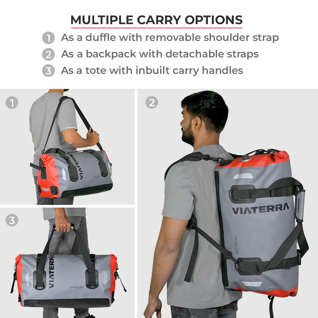 Motorcycle orange & grey waterproof drybag tailbag