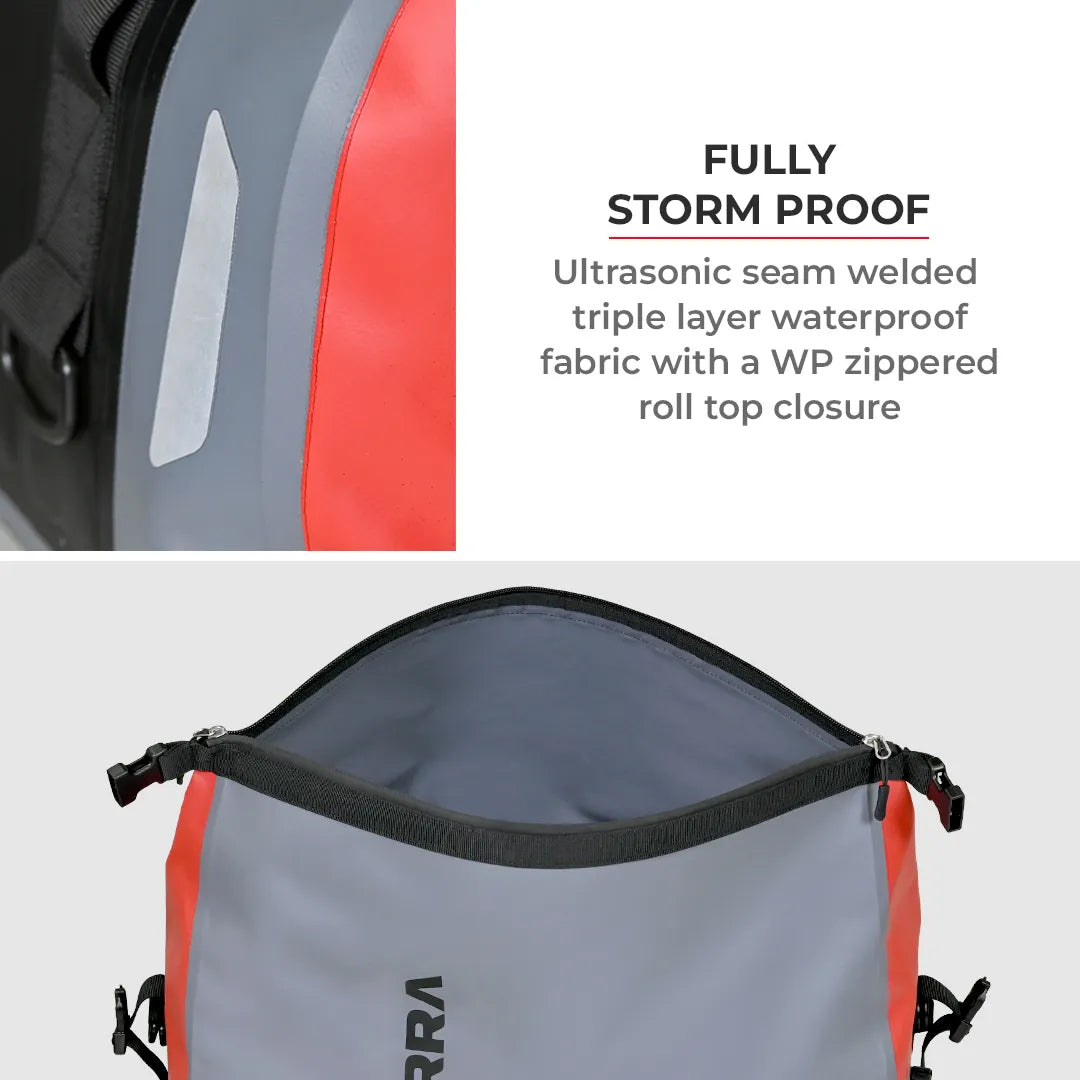 Motorcycle orange & grey waterproof drybag tailbag
